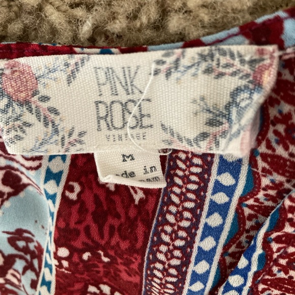 Pink rose lightweight sheer top blue/red size medium - Picture 3 of 8